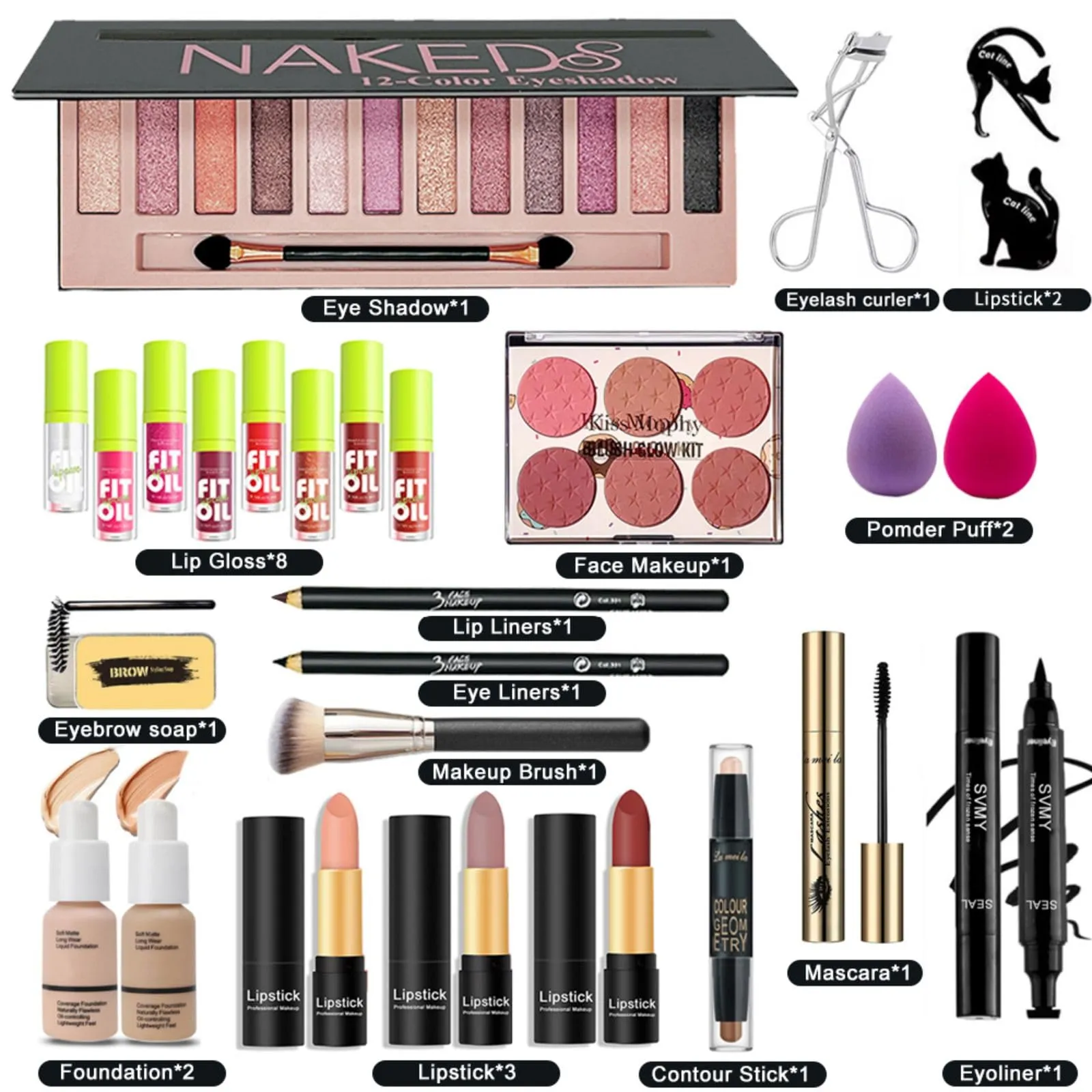 28 Pcs All in One Full Makeup Kit for Women, Makeup Set for Women&Beginner,Eyeshadow, Foundation, Lipsticks, Eyeliner, Mascara, Brow Soap Make Up Gift Set for Women Teen Makeup Kit For Girl