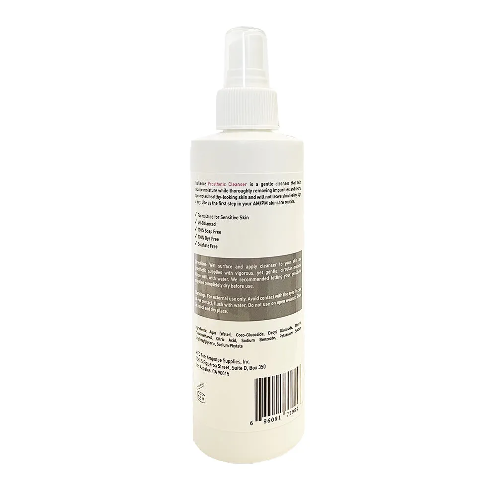 Amputee Essentials Resilience Prosthetic Cleanser pH-Balanced, Soap-Free Cleaner, 8 oz spray bottle