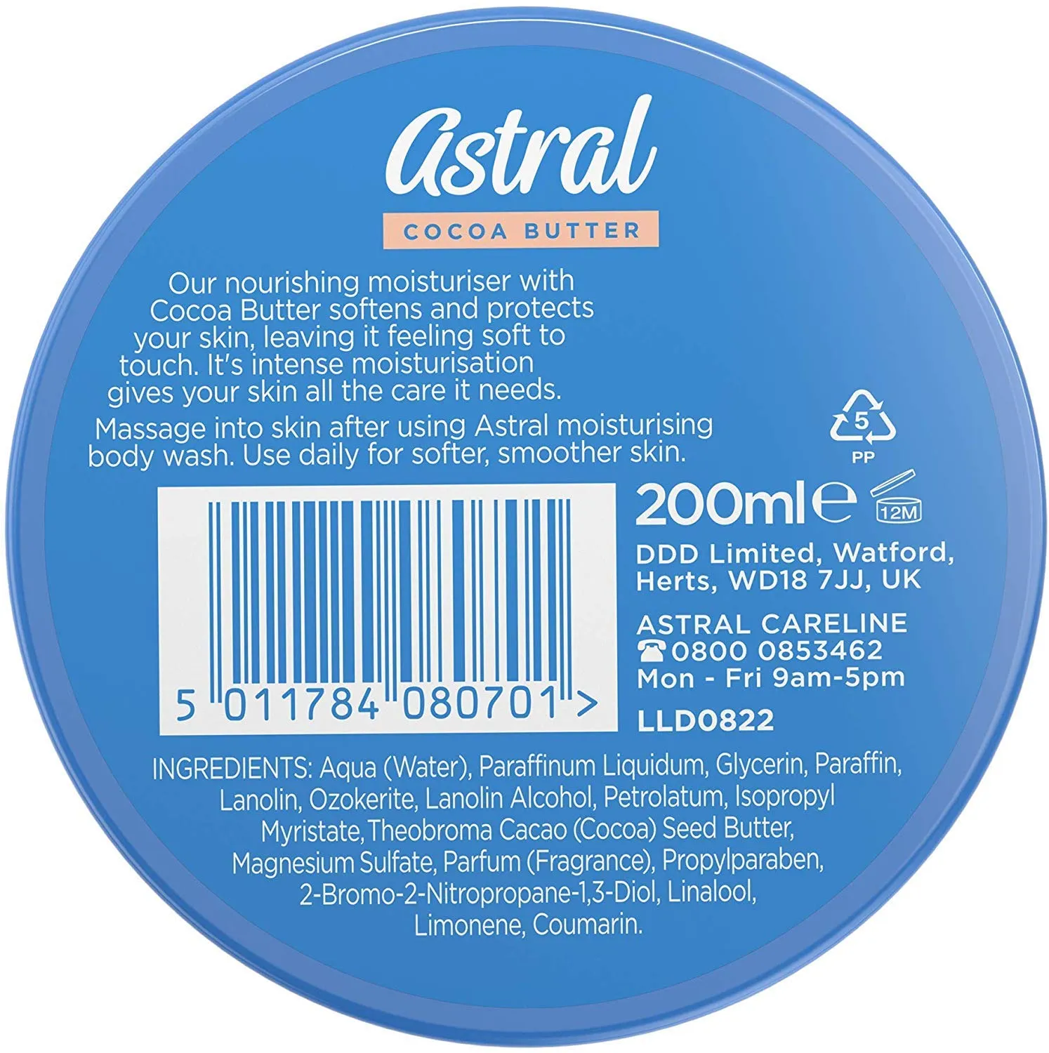 Astral Face And Body Intensive Moisturiser With Cocoa Butter 200ml