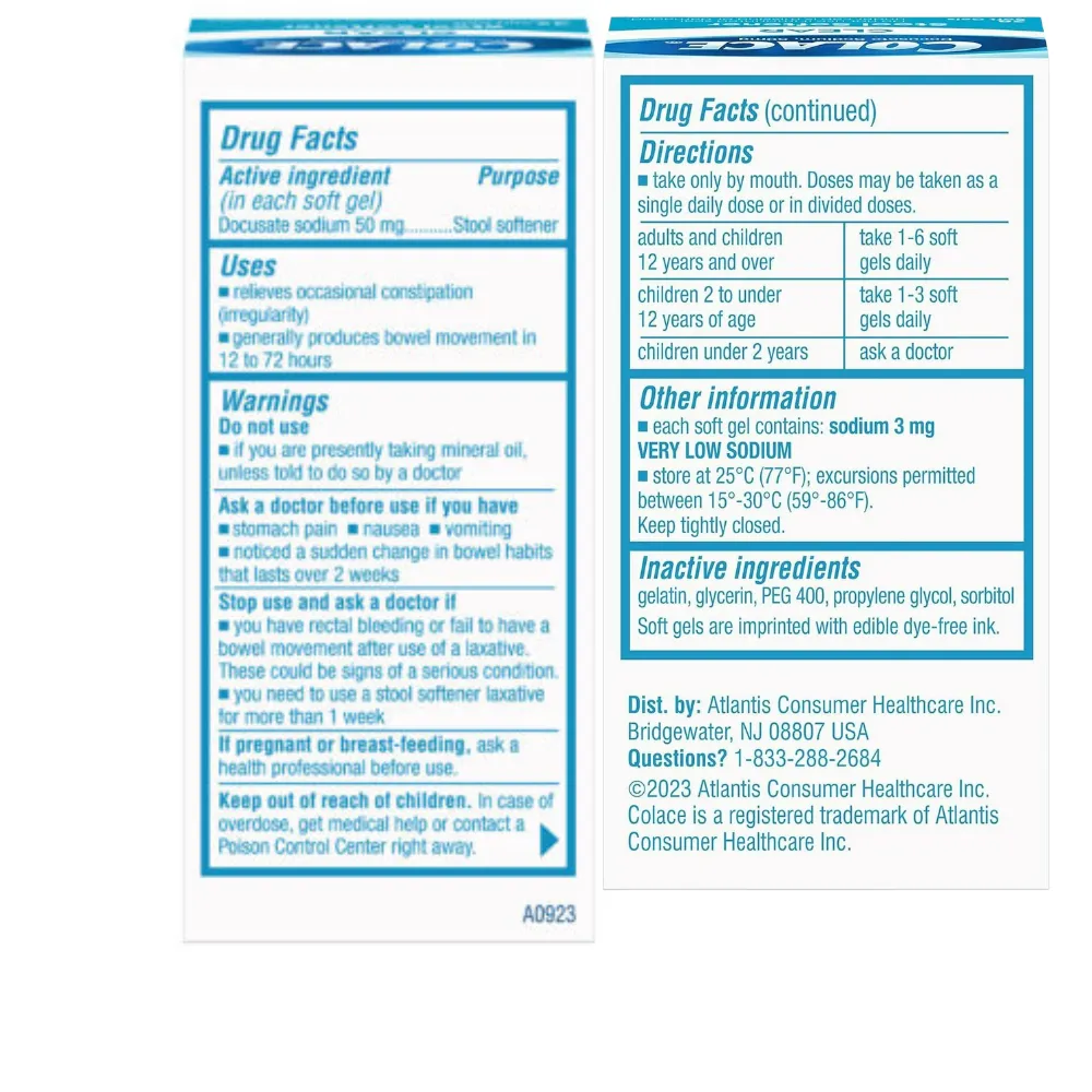 Colace Clear Soft Gels 50MG