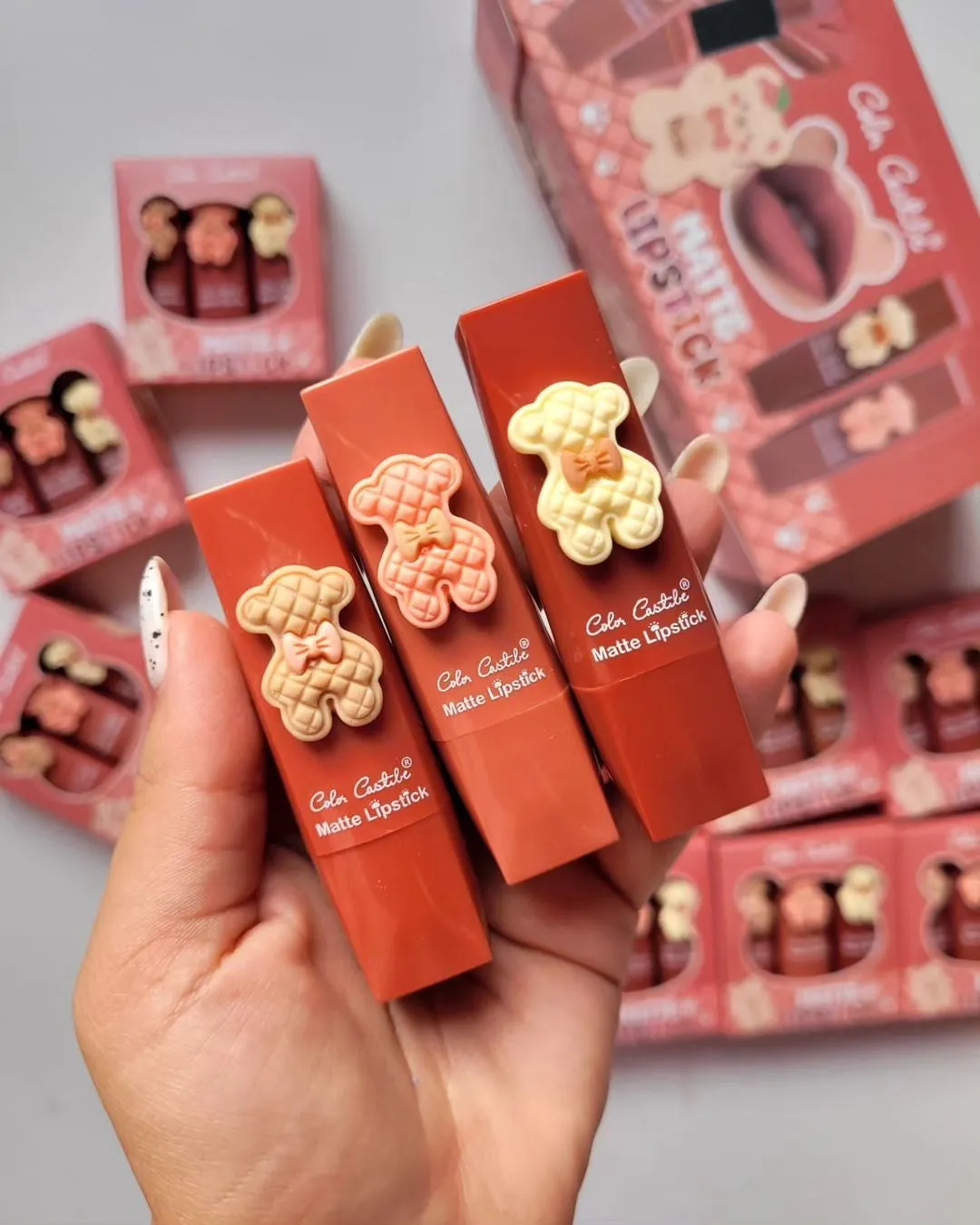 Color Castle - 3pcs Bear Velvet Lipsticks Set