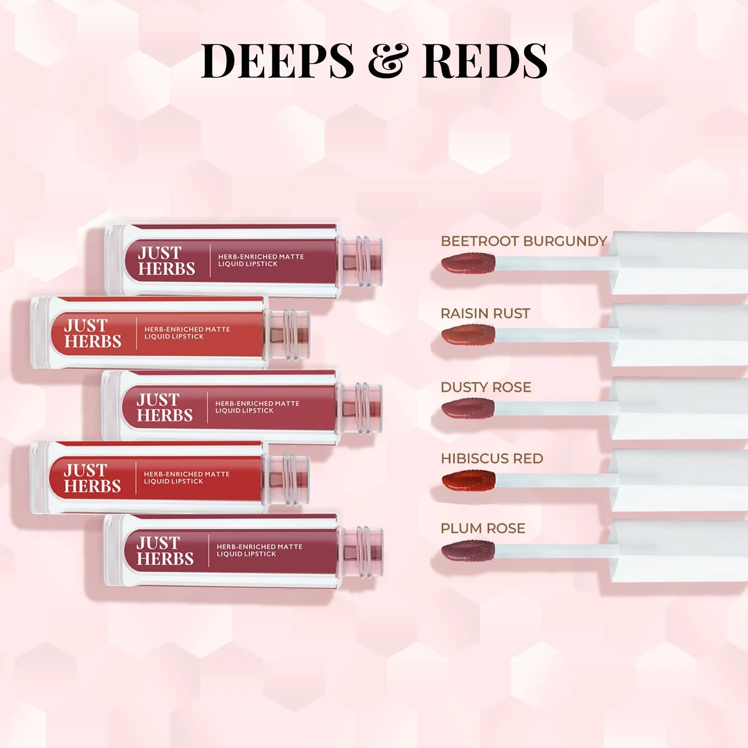 Full-Size Herb Enriched Matte Liquid Lipstick Kit: Set of 5