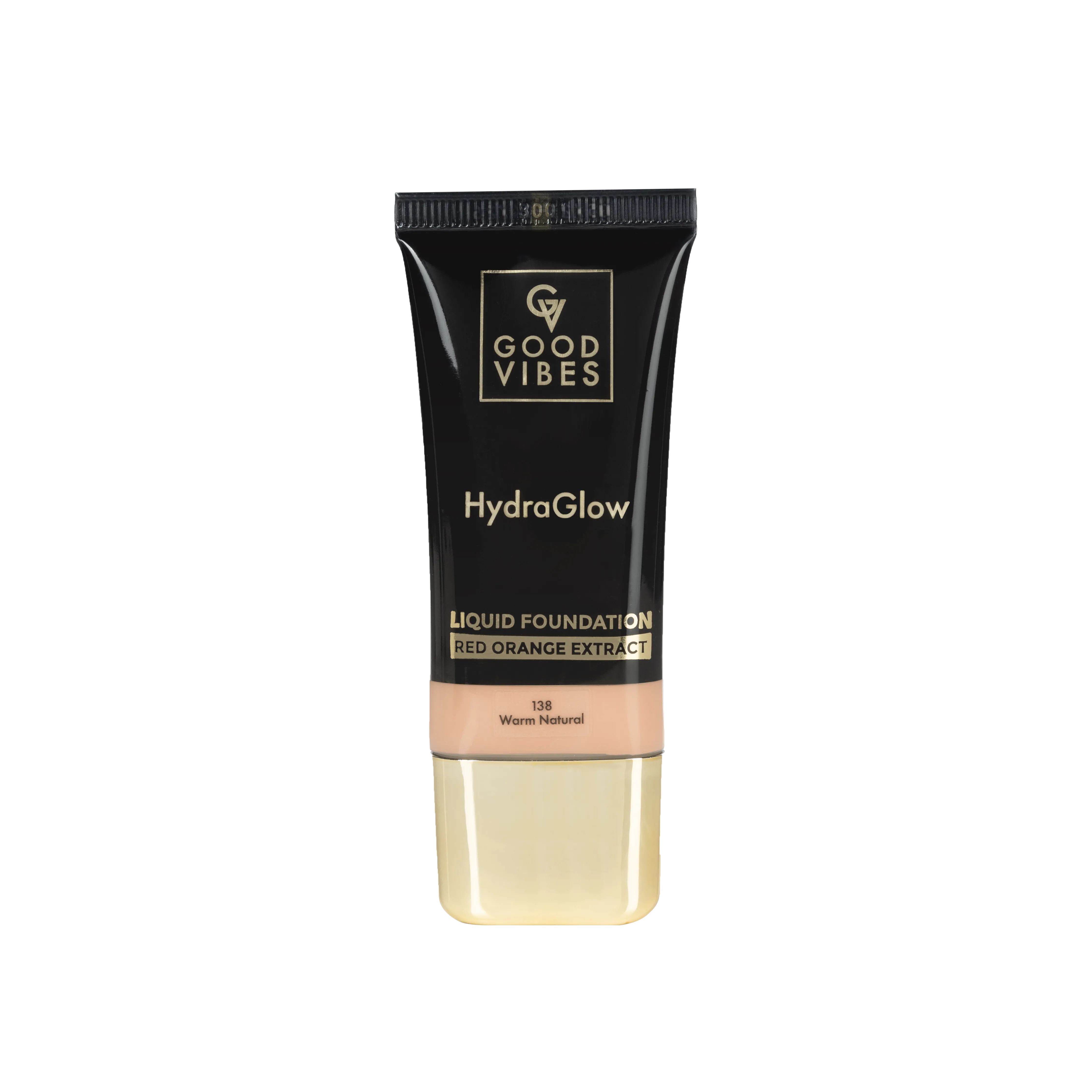 Good Vibes HydraGlow Liquid Foundation with Red Orange Extract - 138 Warm Natural | 8  Hours Hydration | Natural to Buildable Coverage | Lightweight Comfort | Silky Smooth Finish (30ml)