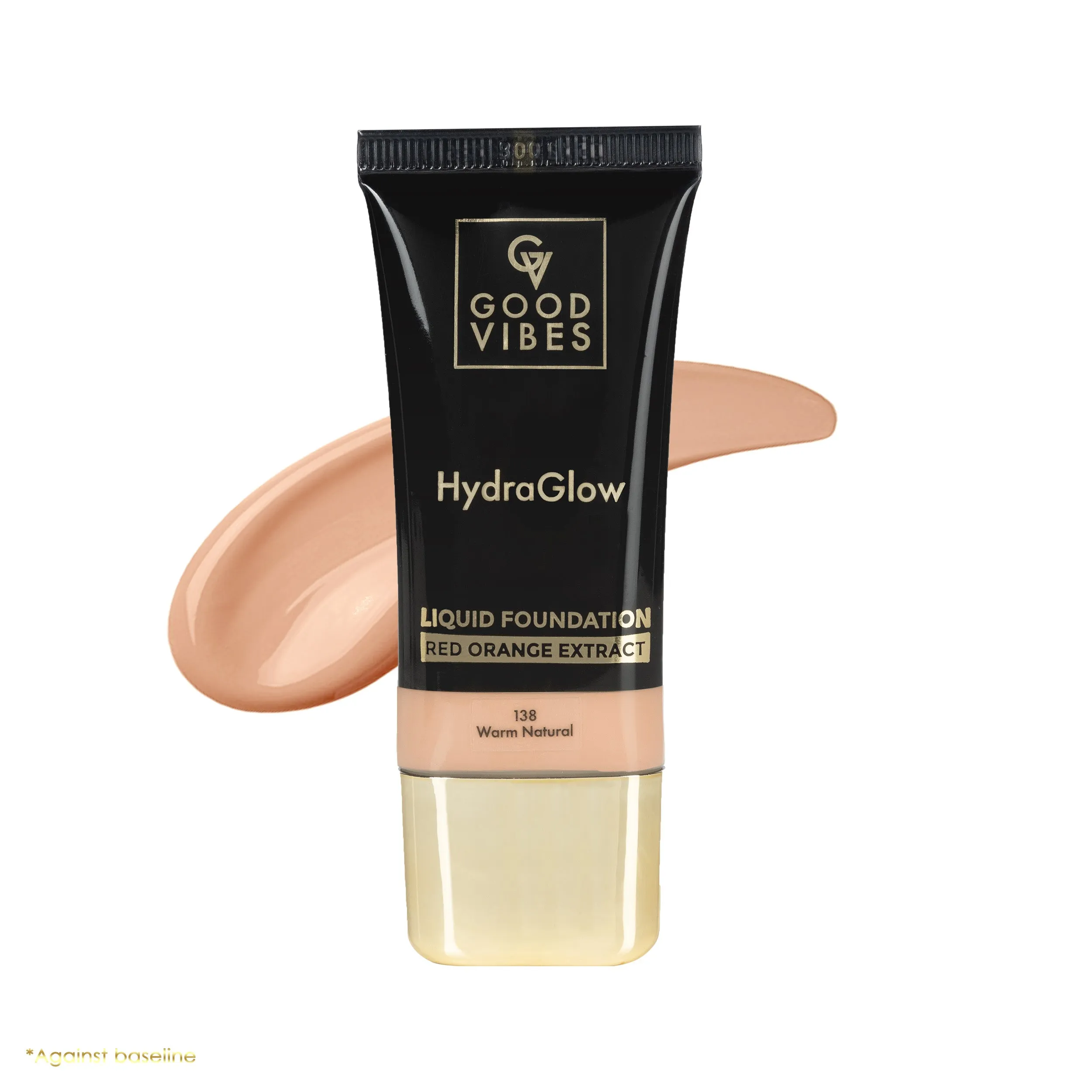 Good Vibes HydraGlow Liquid Foundation with Red Orange Extract - 138 Warm Natural | 8  Hours Hydration | Natural to Buildable Coverage | Lightweight Comfort | Silky Smooth Finish (30ml)