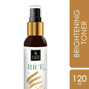 Good Vibes Rice Brightening Toner | Pore Minimizing, Hydrating | With Cucumber | No Alcohol, No Parabens, No Sulphates, No Mineral Oil (120 ml)