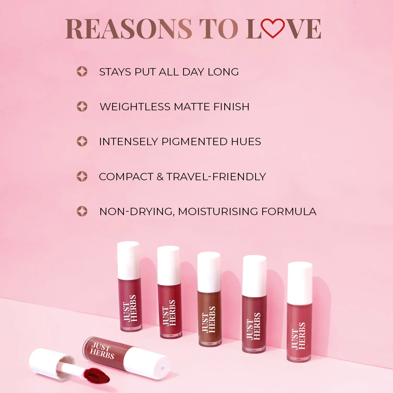 Herb Enriched Matte Liquid Lipstick Kit (Deeps & Reds) : Set of 5