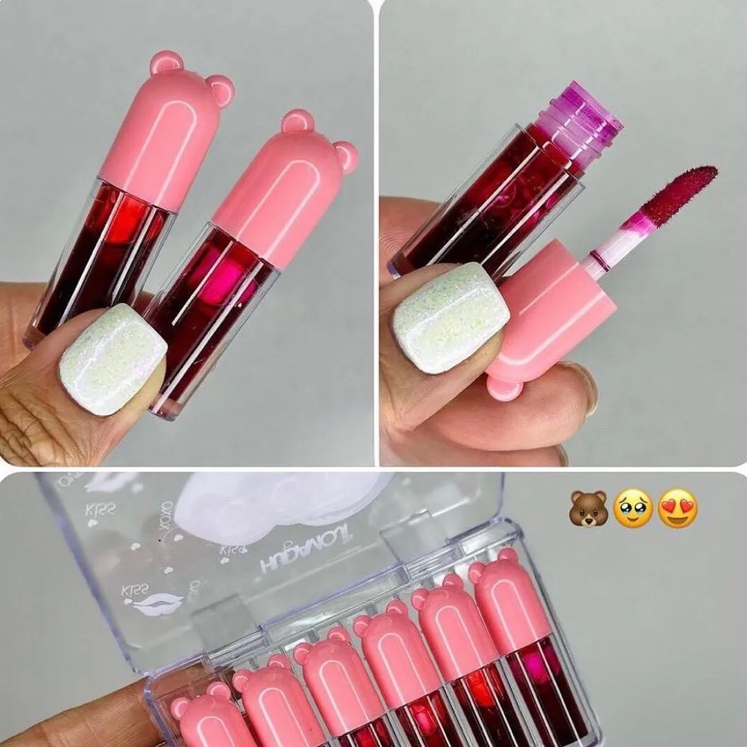 Hudamoji - 6pcs Fruit Juice Lip Tint Waterproof Long-lasting Lip Stain Blush