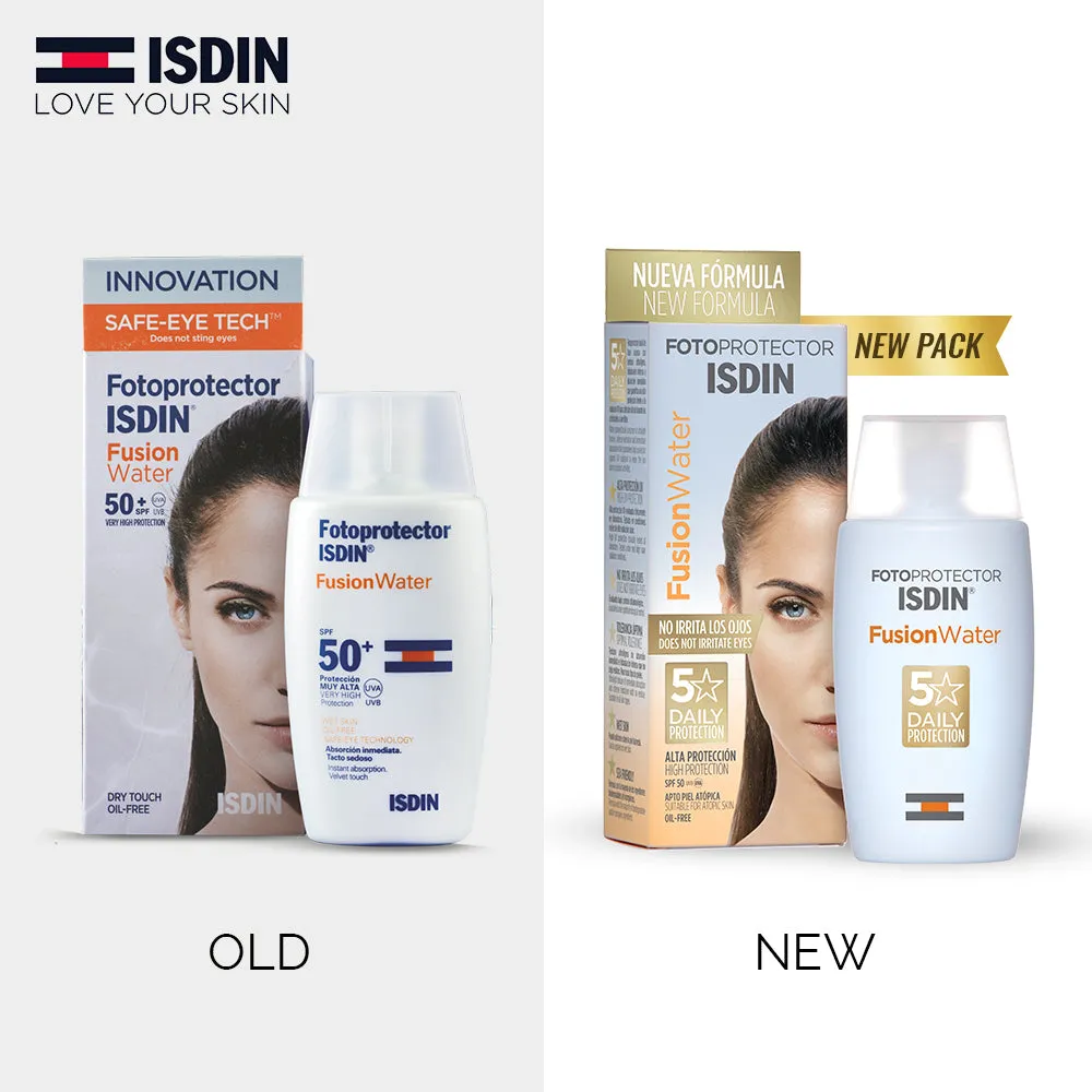 ISDIN Fotoprotector Fusion Water SPF50, 50 ml I Sunscreen for face I water-based I oil-free I sensitive skin I paraben free I make up friendly