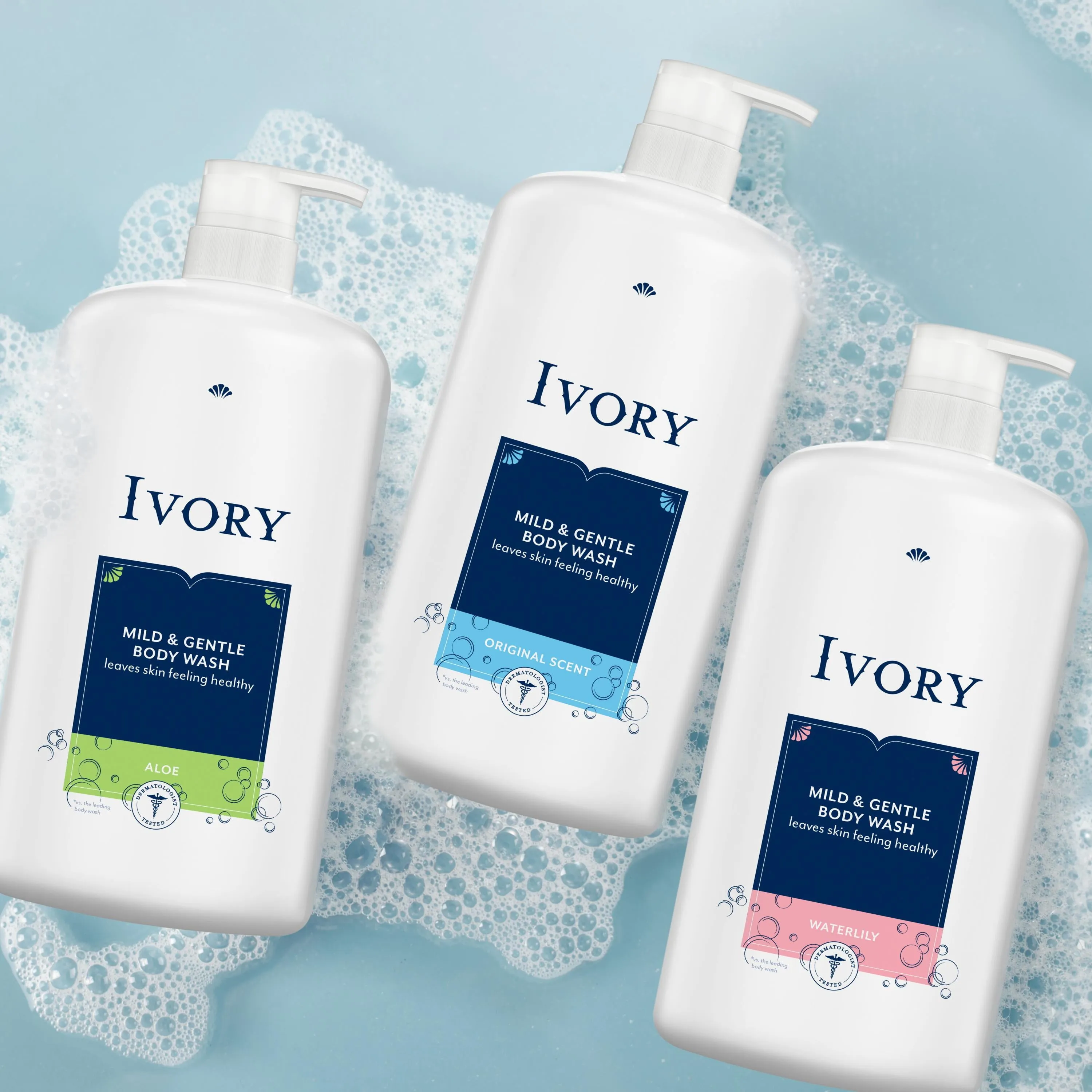 Ivory Mild and Gentle Body Wash, Lavender Scent, for All Skin Types, 35 fl oz