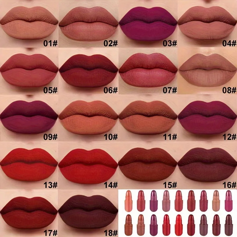 Velvet Luxe: 18 Pcs Mini Matte Lipstick Set